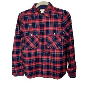 J. Crew‎ Factory Navy Plaid Flannel Shirt Jacket XS